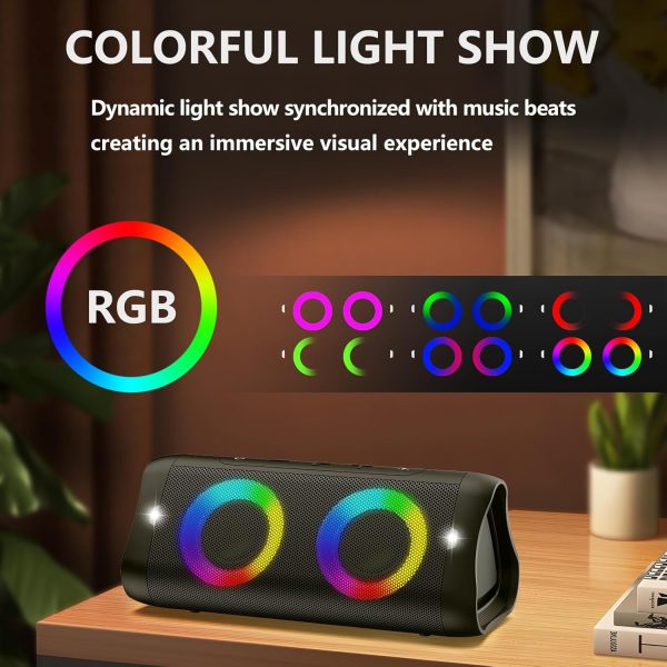 Donow Portable Bluetooth Speaker with Lights, 30W Stereo Sou... - Image 3