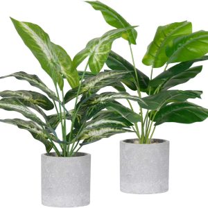 Der Rose 2 Pack Fake Plants Artificial Potted Faux Plants fo...