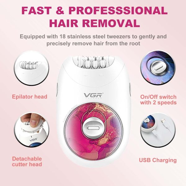 VGR 706 Professional Epilator for Women,Portable Cordless Sm... - Image 3