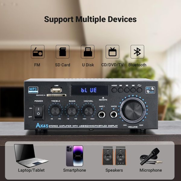 Bluetooth Stereo Receiver &Home Audio Amplifier, 300Wx2 2-Ch... - Image 4