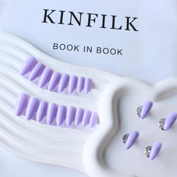 Purple Press on Nails Medium Almond Shape,Xcreando False Nai... - Image 4