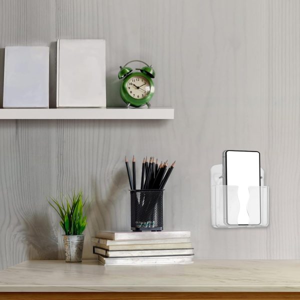 2pcs Wall Mount Phone Holders, Premium Plastic Clear Cell Ph... - Image 3