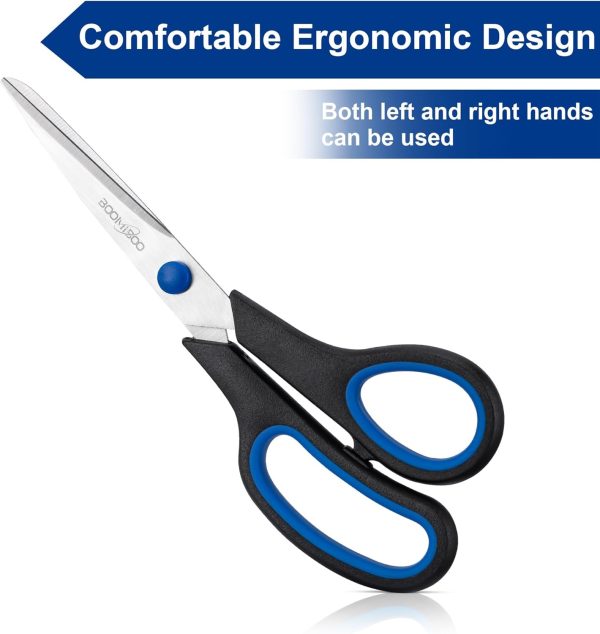 Scissors, BOOMIBOO 8" All Purpose 6 Pack - Comfort-Grip Scis... - Image 2