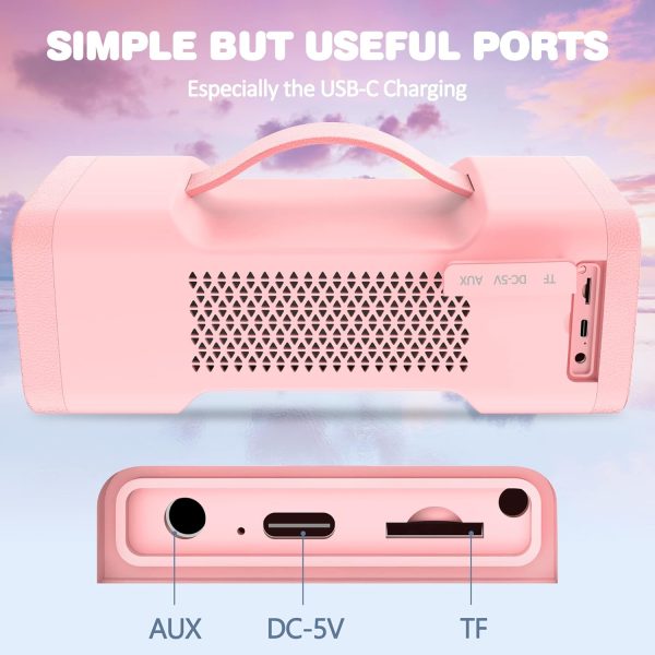 Oraolo Pink Bluetooth Speaker Louder 40W Portable Wireless S... - Image 9