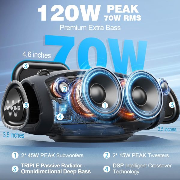 W-KING Bluetooth Speaker Wireless,120W Max IPX6 Waterproof O... - Image 2