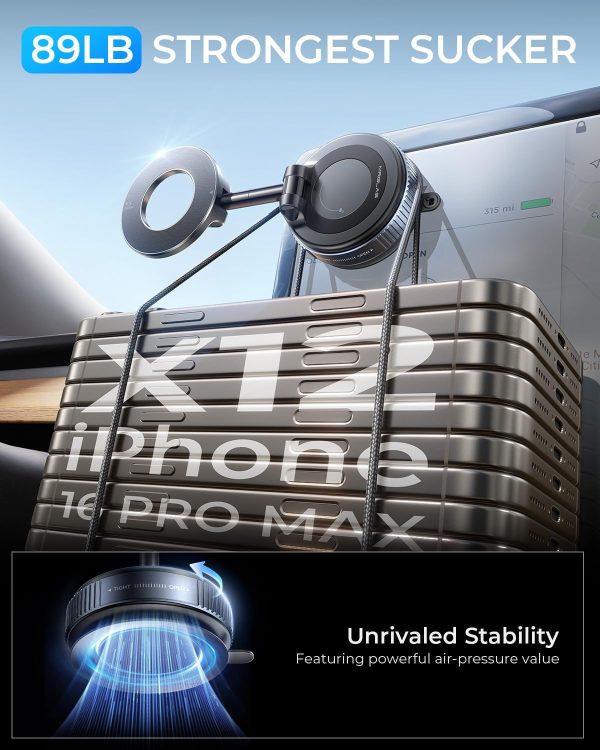MRGLAS 2025 Upgraded Magsafe Car Mount Vacuum Suction Magnet... - Image 4