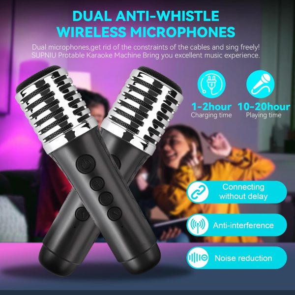 SUPNIU Karaoke Machine for Adults Kids, Portable Bluetooth K... - Image 4