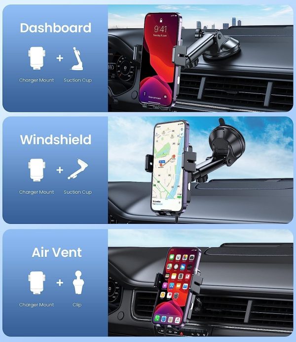 Wireless Car Charger, MOKPR 15W Fast Charging Auto-Clamping ... - Image 2