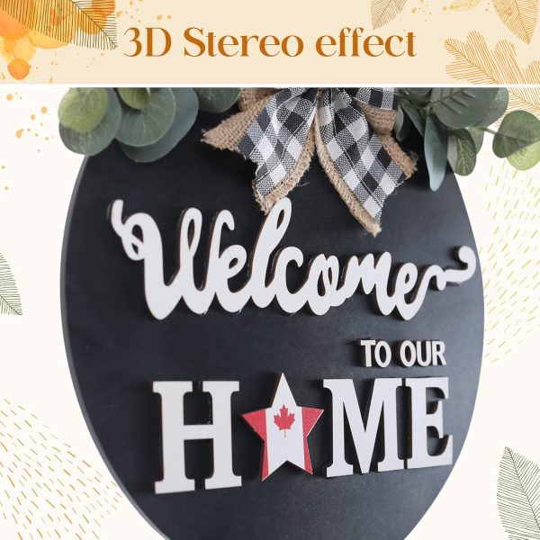 SWITTE 12 Interchangeable Seasonal Welcome Wreaths Sign Home... - Image 3