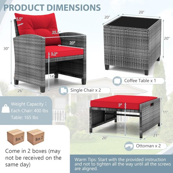 ORALNER 5 Pieces Patio Furniture Set with Ottoman, Wicker Co... - Image 5