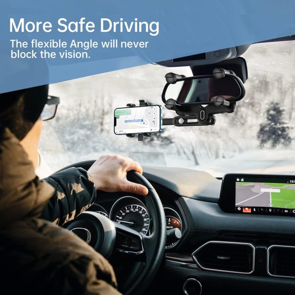 Rearview Mirror Phone Holder for Car,360°Rotatable and Retra... - Image 7