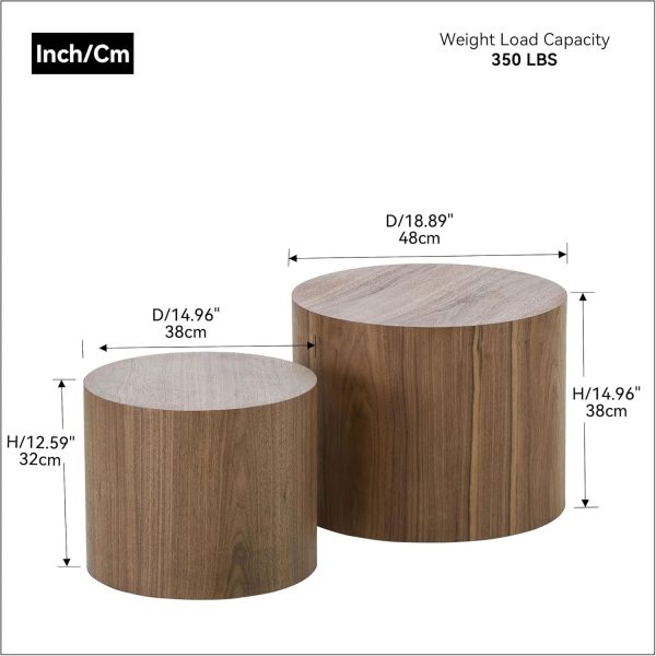 kevinplus Modern Mid-Century Small Coffee Table Wood Round S... - Image 2