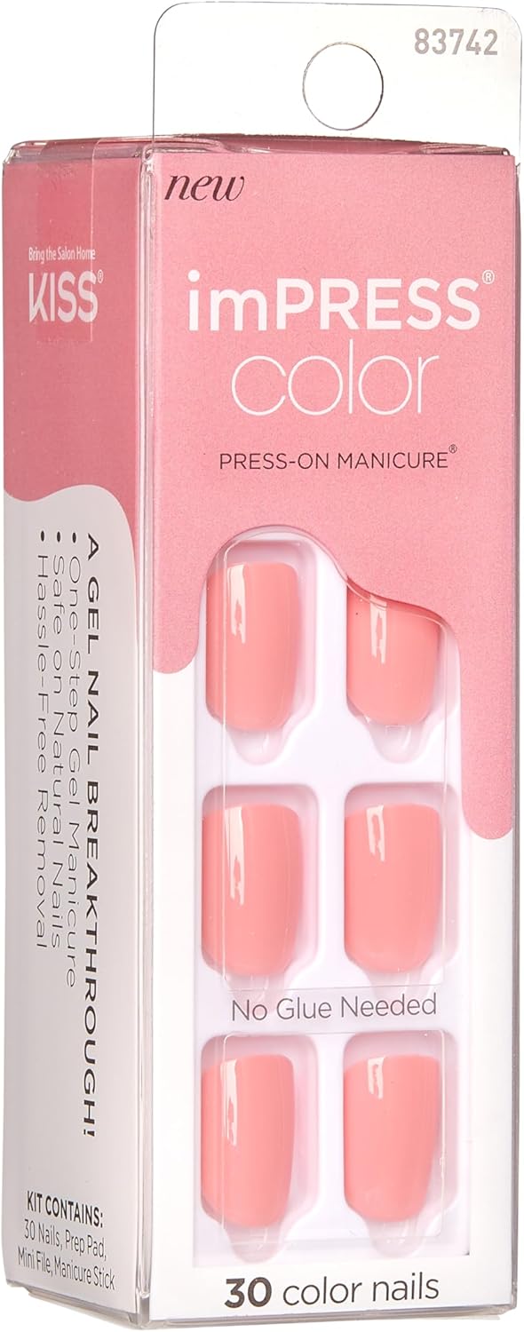 Kiss Nails imPRESS Color Press-On Manicure, Gel Nail Kit, Pu…