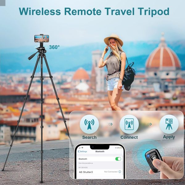 Camera Tripod, 68" Phone Tripod Stand for Camera Photo Video... - Image 3