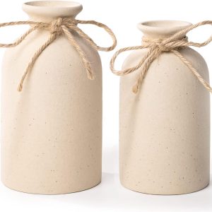 2Pcs Ceramic Decorative Vase, Farmhouse Decor Small Flower V...