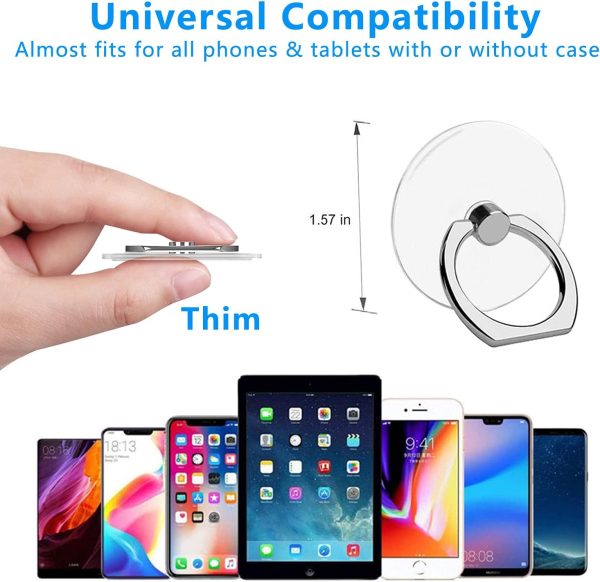 VOVIGGOL Transparent Phone Ring Holder Stand 2 Pcs, 360° Rot... - Image 2