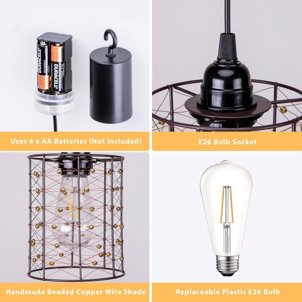 Battery Operated Hanging Outdoor Chandelier, Battery Power P... - Image 5