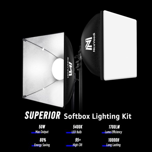 Softbox Lighting Kit, 16'' x 16'' Softbox Photography Lighti... - Image 2