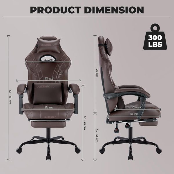 NIONIK Gaming Chair with Footrest and Massage Lumbar Support... - Image 3