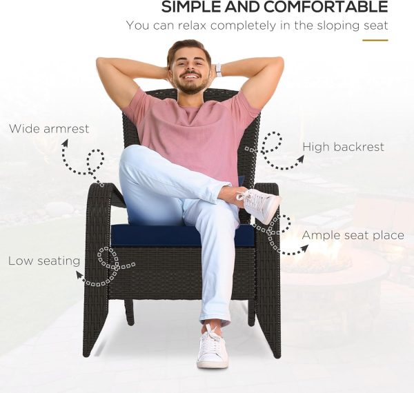 Outsunny Patio Wicker Adirondack Chair, PE Rattan Outdoor Mu... - Image 4
