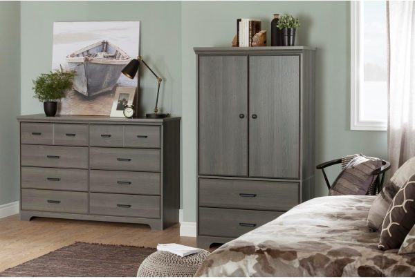 South Shore Furniture Versa 2-Door Armoire with Drawers, Gra... - Image 4