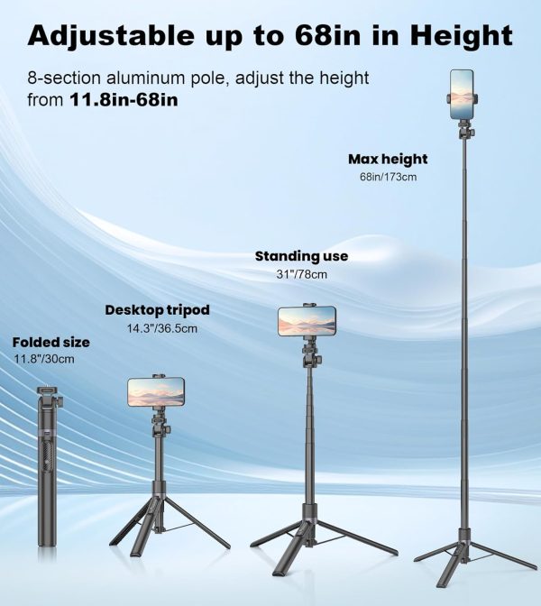 Gahenwo 68" Selfie Stick, Tripod/Monopod for Action Camera, ... - Image 4