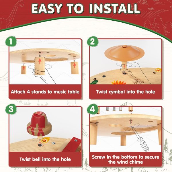 Lehoo Castle Toddler Drum Set, Wooden Musical Instruments wi... - Image 7