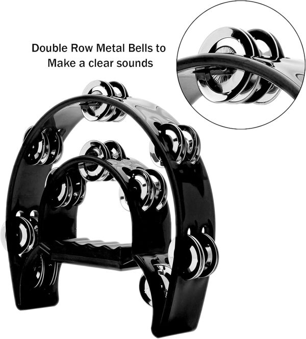 Musfunny Tambourine Double Row Metal Jingles Hand Held Percu... - Image 3