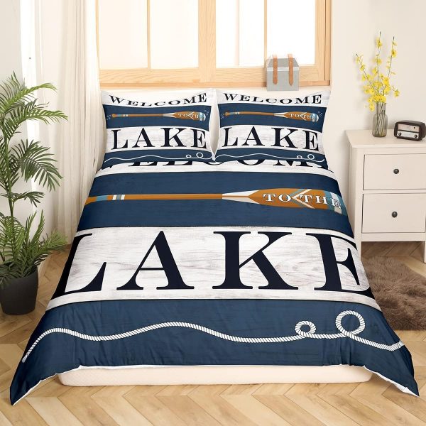 Rustic Farmhouse Duvet Cover,Kids Lake House Bedding Set,Ret... - Image 3