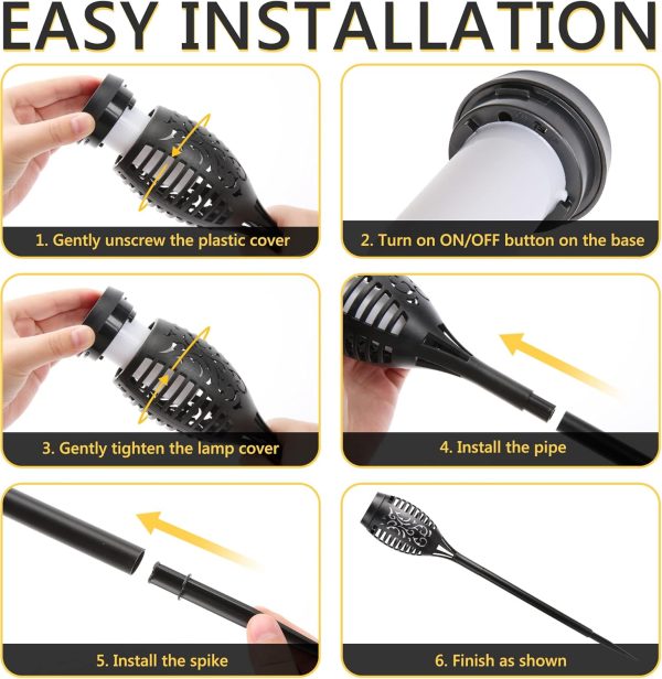 Toodour Solar Flame Torch Lights, 12 Pack Solar Lights Outdo... - Image 7