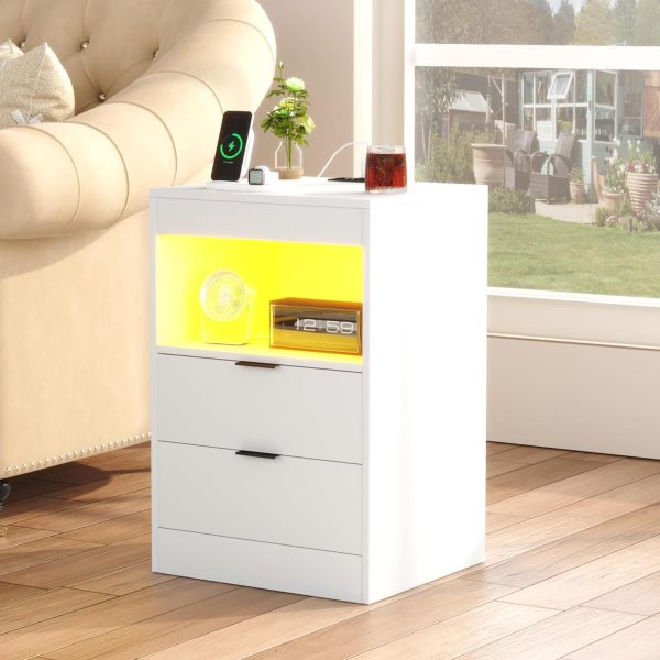 Gadroad LED Nightstand Bedside Table with Charging Station, ... - Image 4