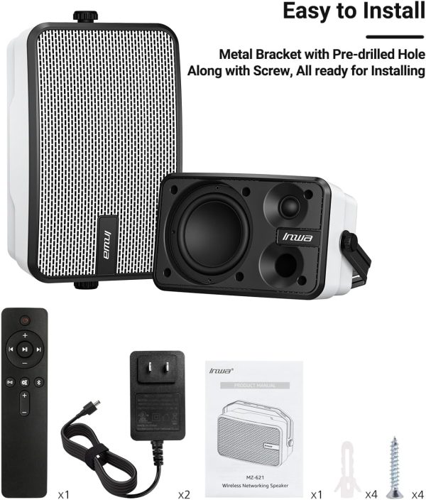 Inwa Outdoor Bluetooth Speakers, IPX5 Waterproof 400W Wall M... - Image 7