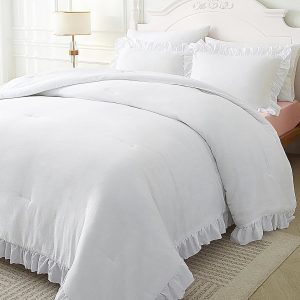 ARTALL White Ruffled Comforter Sets Full/Queen Size, 3 Piece...