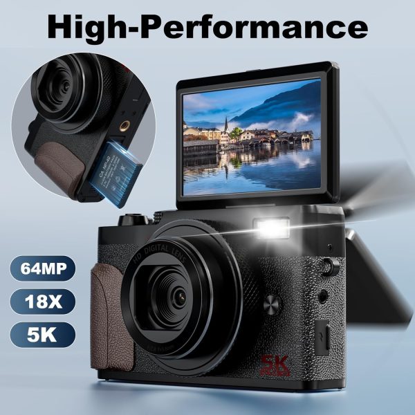Digital Camera, 64MP Cameras for Photography, 5K Vlogging Ca... - Image 3
