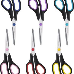 Scissors, BOOMIBOO 8" All Purpose 6 Pack - Comfort-Grip Scis...