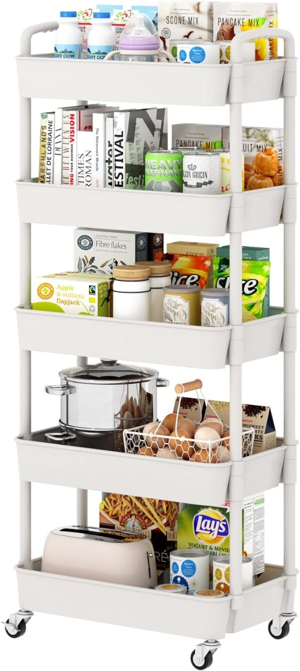 UDEAR 5-Tier Kitchen Rolling Utility Cart,Multifunction Stor...