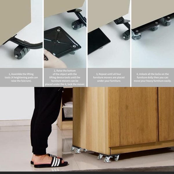 Furniture Moving Dolly, Heavy Furniture Lift Mover with 360°... - Image 4