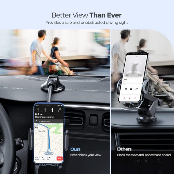 Car Phone Holder Mount, Long Arm Dashboard Windshield Phone ... - Image 2