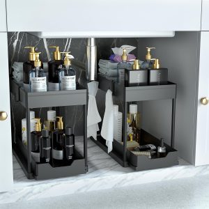DEKAVA Under Sink Organizer 2 Pack, Bathroom Organizers, 2 T...
