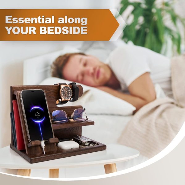 TESLYAR Gifts for Men Wood Phone Docking Station Fathers Gif... - Image 8