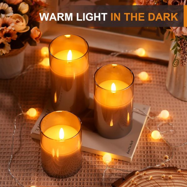 Glass Battery Operated LED Flameless Candles with Remote and... - Image 3