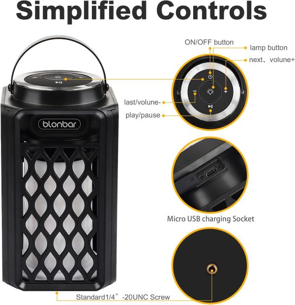 Blonbar 2PCS Led Flame Speaker,Outdoor Bluetooth Speaker wit... - Image 6