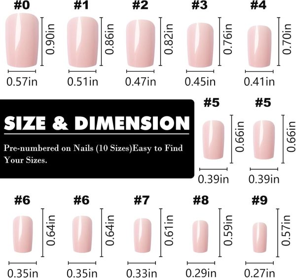 LoveOurHome 240pc Nude Press on Nails Medium Square Fake Nai... - Image 3