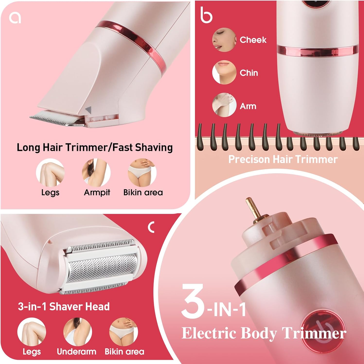Women Bikini Trimmer, 3-IN-1 Electric Shaver Razors for Wome…