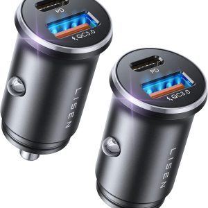 LISEN 2-Pack USB C Car Charger 54W Car Cigarette Lighter USB...