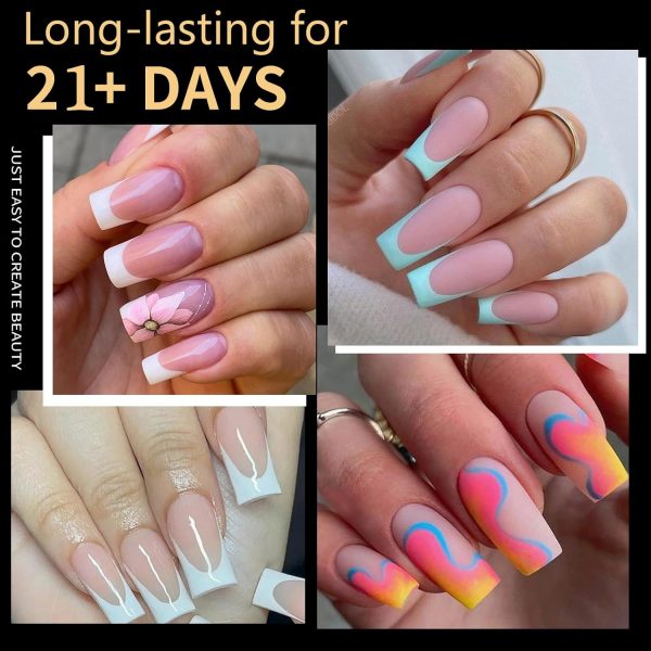 Cycullinyt 250pcs Sculpted Square Medium Soft Gel Nail Tips,... - Image 2
