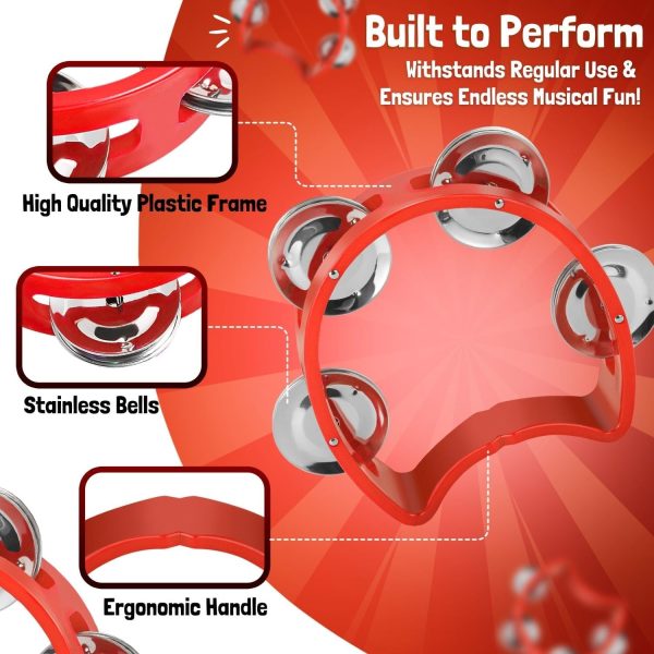 Flexzion Half Circle Tambourine for Kids and Adults Hand Hel... - Image 5