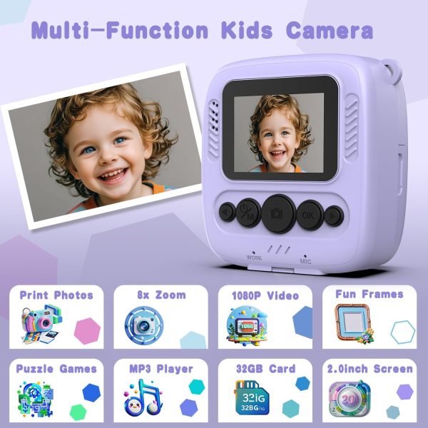 Kids Camera Instant Print, Christmas Birthday Gifts for Girl... - Image 2