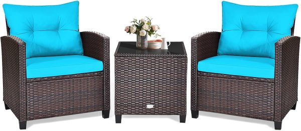 KOTEK 3 Piece Patio Furniture Set, Outdoor Conversation Set ...