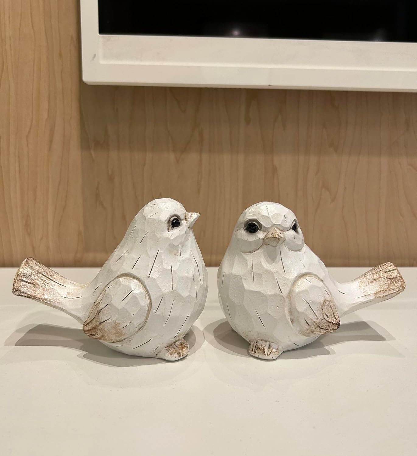 Farmhouse Bird Decor Resin Figurines – Set of 2, Vintage & M…